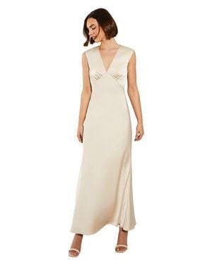 Oasis Satin Open Back Maxi Bridesmaid Dress - Natural