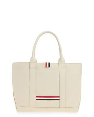 Thom Browne Small Tool Pebbled Leather Tote - Natural