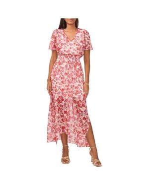 chiffon a line maxi dress Blue Floral A-Line Cowl Sleeveless Slit Long Chiffon Bridesmaid Dresses