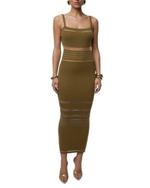 JLUXLABEL Striped Rib Knit Dress - Green