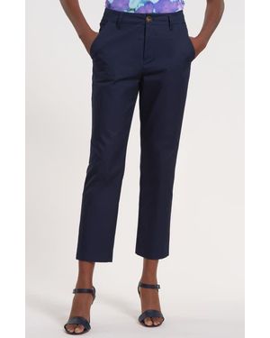 Isaac Mizrahi New York Slim Fit Ankle Cotton Pants - Blue