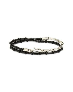 Caputo & Co. Bar & Stone Beaded Wrap Bracelet - Black