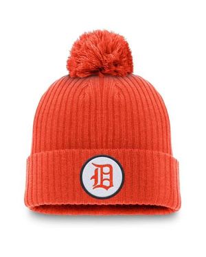 Nike Detroit Tigers Cooperstown Collection Patch Cuffed Knit Hat With Pom - Red