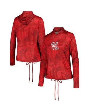 Columbia Alabama Tide Summerdry Printed Long Sleeve Hoodie T-Shirt - Red