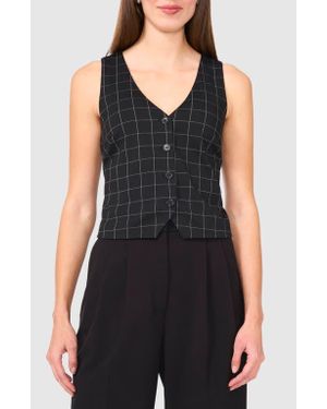 Halogen® Windowpane Plaid Vest - Black