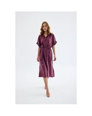 Monlicia Solenne Cotton Midi Shirt Dress - Red