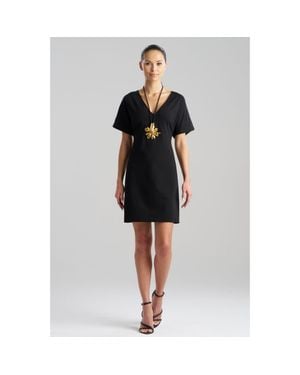 Natori Compact Knit Short Sleeve Sheath Dress - Black