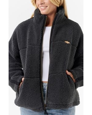 Rip Curl Cala Nights Textured Fleece Zip-Up Jacket - Black