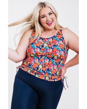 Calypsa Plus Size Maya Tankini Swim Top With Built-In Bra - Multicolor