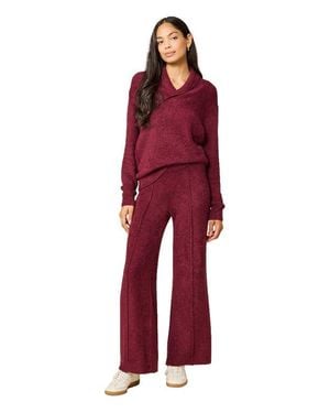 Softies Ultra-Marshmallow Shawl Collar With Pintuck Pant - Red