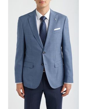 BOSS Hutson Slim Fit Medium Textured Virgin Wool Sport Coat - Blue