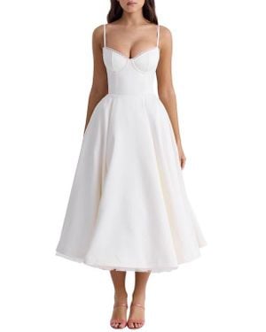 princess polly baby blue dress House Of Cb Debutante Cap-Sleeve Backless Satin Midi Dress in White main image 0