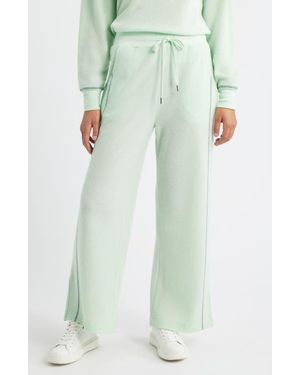 City Blues Contrast Stitch Waffle Knit Lounge Pants - Green