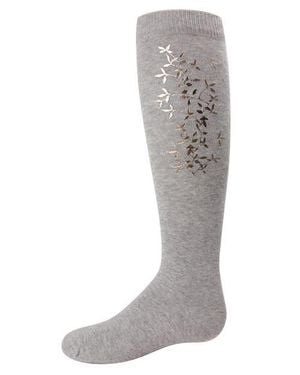 Memoi Foil And Foliage Knee Socks - Gray