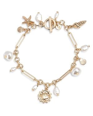 Nordstrom Faux Pearl Sea Charm Bracelet - Metallic