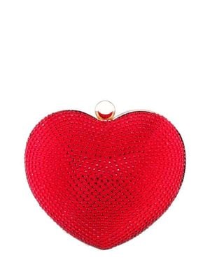 Nina Crystal Embellished Minaudière - Red