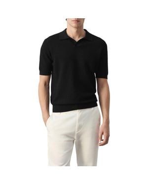 Mango Slim Fit Cotton Polo - Black