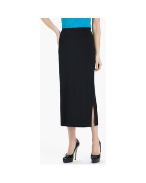 Ming Wang Black Side Slit Knit Midi Skirt