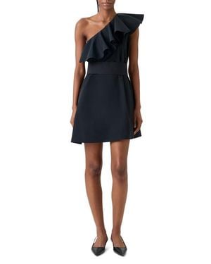 Akris Punto Ruffle One-Shoulder Taffeta Cocktail Dress - Black