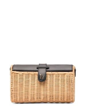 Frances Valentine Betsy Wicker Basket Crossbody Bag - Black