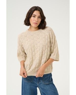 Kaffe Malene Half Sleeve Round Neck Pullover - Natural