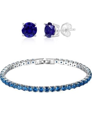 Donatello Gian Tennis Bracelet And Earrings Set - Blue