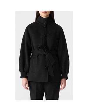 Mackage Shania Double Face Belted Wool Jacket - Black