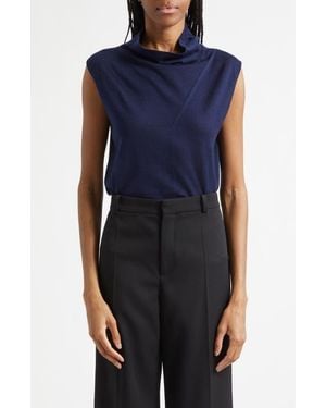 Reiss Honey Cowl Neck Sleeveless Wool Sweater - Blue