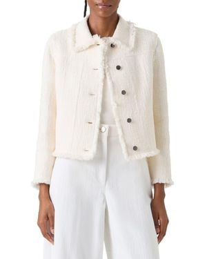 Akris Punto Fringe Cotton Blend Tweed Jacket - White