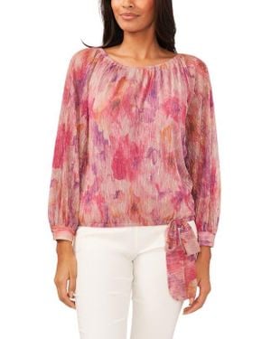 Chaus Metallic Floral Blouse - Red