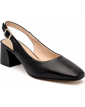 Menina Step Pia Leather Slingback Pump - Black