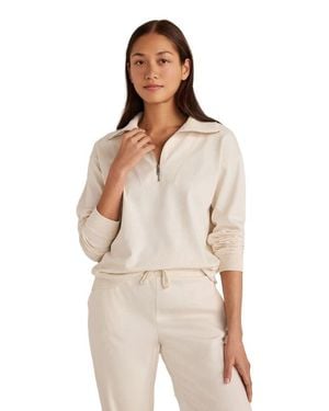 Haven Well Within Botanical-Dyed Organic Cotton Interlock Half-Zip Top - Natural