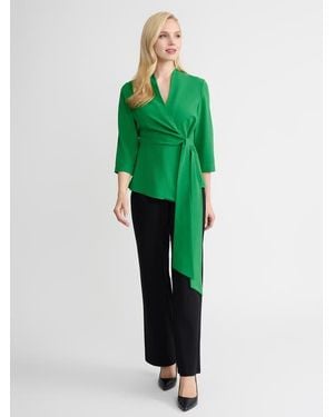 Misook Crepe De Chine Wrap Blouse - Green
