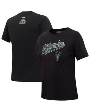 Pro Standard Milwaukee Bucks Script Boyfriend T-Shirt - Black