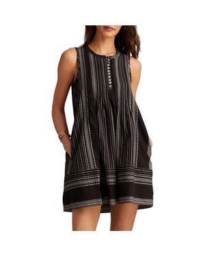 Lucky Brand Pintuck Sleeveless Cotton Mini Sundress - Black