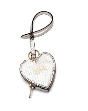 Frances Valentine Heart Snakeskin Embossed Metallic Leather Key Chain Wristlet