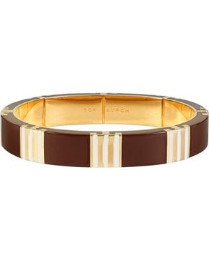 Tory Burch T-Stripe Bangle Bracelet - Brown