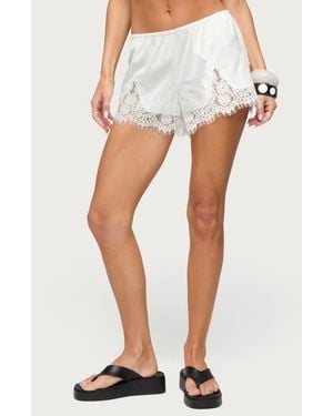 Edikted Reisa Lace & Satin Shorts - White