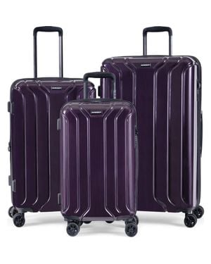 NONSTOP New York Elite Lightweight Expandable 3 Piece Spinner Luggage Set +3 Packing Cubes - Purple