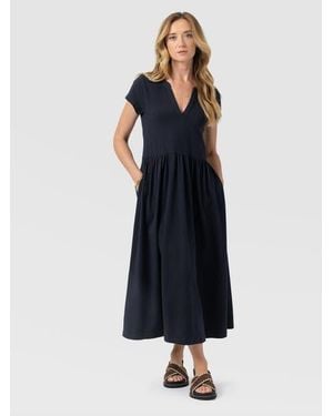 Saint + Sofia Bonnie V-Neck Dress - Blue