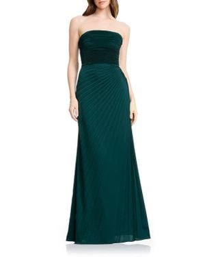 Dress the Population Kinley Accordion Pleat Strapless Evening Gown - Green