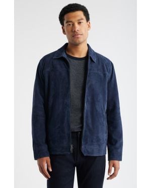 Nordstrom Suede Zip Front Jacket - Blue