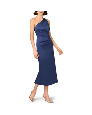 Aidan Mattox One-Shoulder Stretch Mikado Cocktail Dress - Blue