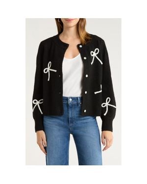 Rails Francesca Intarsia Bow Cardigan - Black