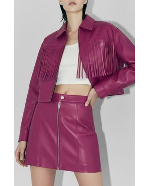 AS by DF Jeremiah Upcycled Leather Fringe Jacket - Pink