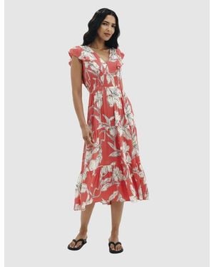 Finery London Petite Mattie V-Neck Tiered Midi Dress