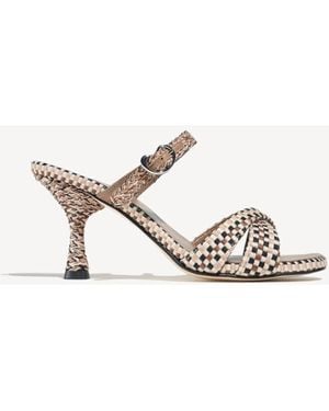 Amambaih Irene Handwoven Sculptural Heel Mule Sandal - Metallic
