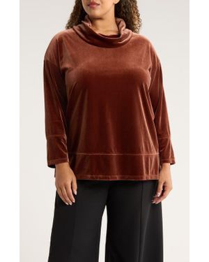Jones New York Cowl Neck Velour Top - Red