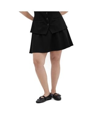 City Chic Peytonn A-Line Stretch Ponte Miniskirt - Black