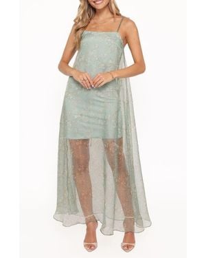 Petal & Pup Erika Floral Chiffon Overlay Cocktail Dress - Multicolor